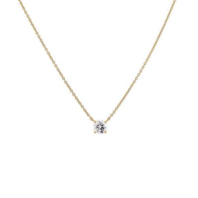 By Adina Eden Lab Created Lab Grown Diamond Round Solitaire Necklace 14K Gold