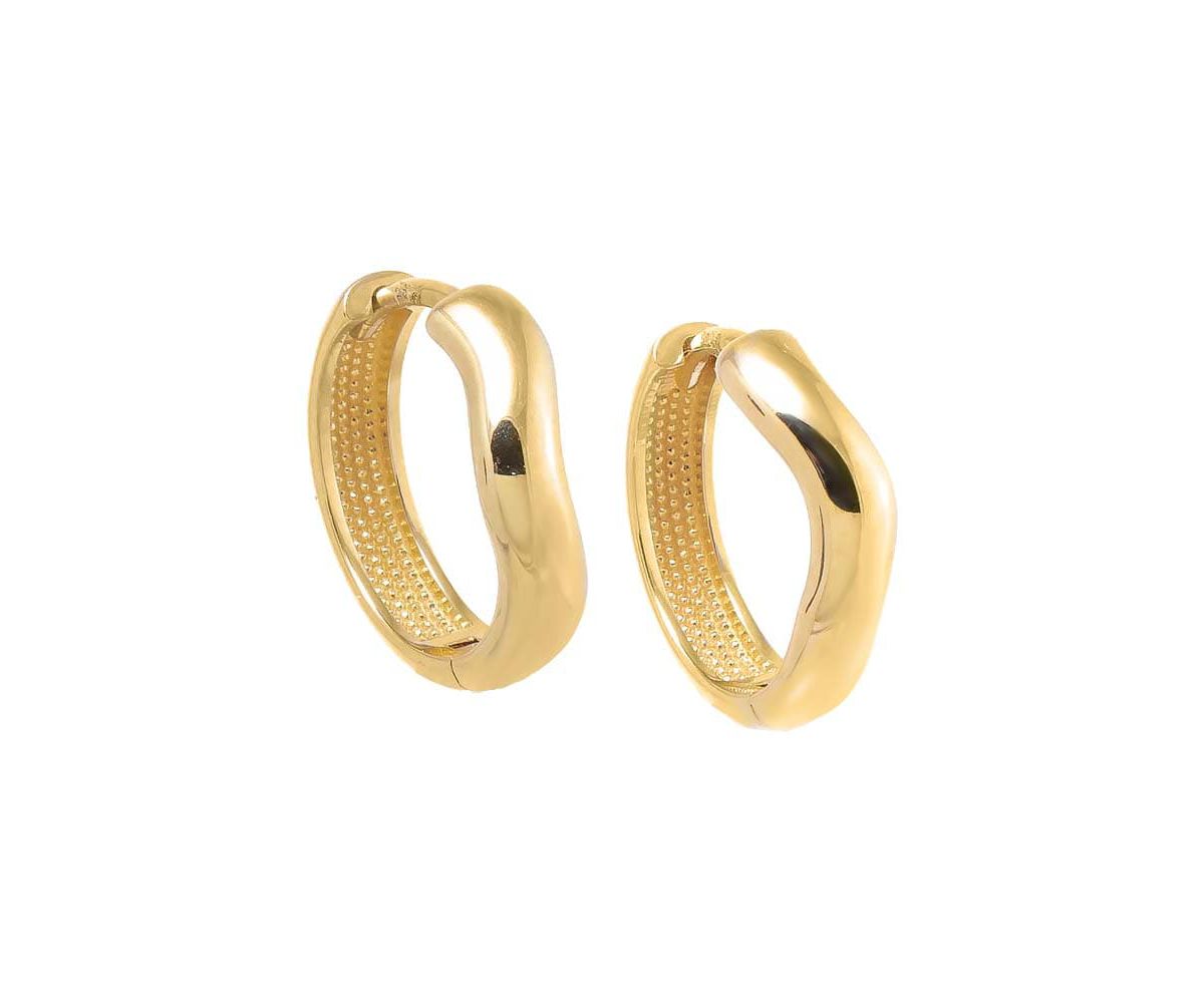 Solid Wide Squiggle Huggie Earring 14K