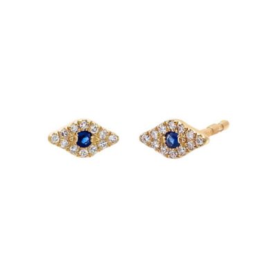 By Adina Eden Itty Bitty Pave Evil Eye Diamond Stud Earring 14K, Gold
