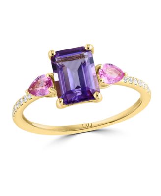 LALI Jewels 14K Yellow Gold Diamond, Sapphire And Swiss Blue Topaz Ring