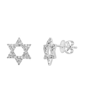 LALI Jewels 14K White Gold Diamond Star Of David Earring