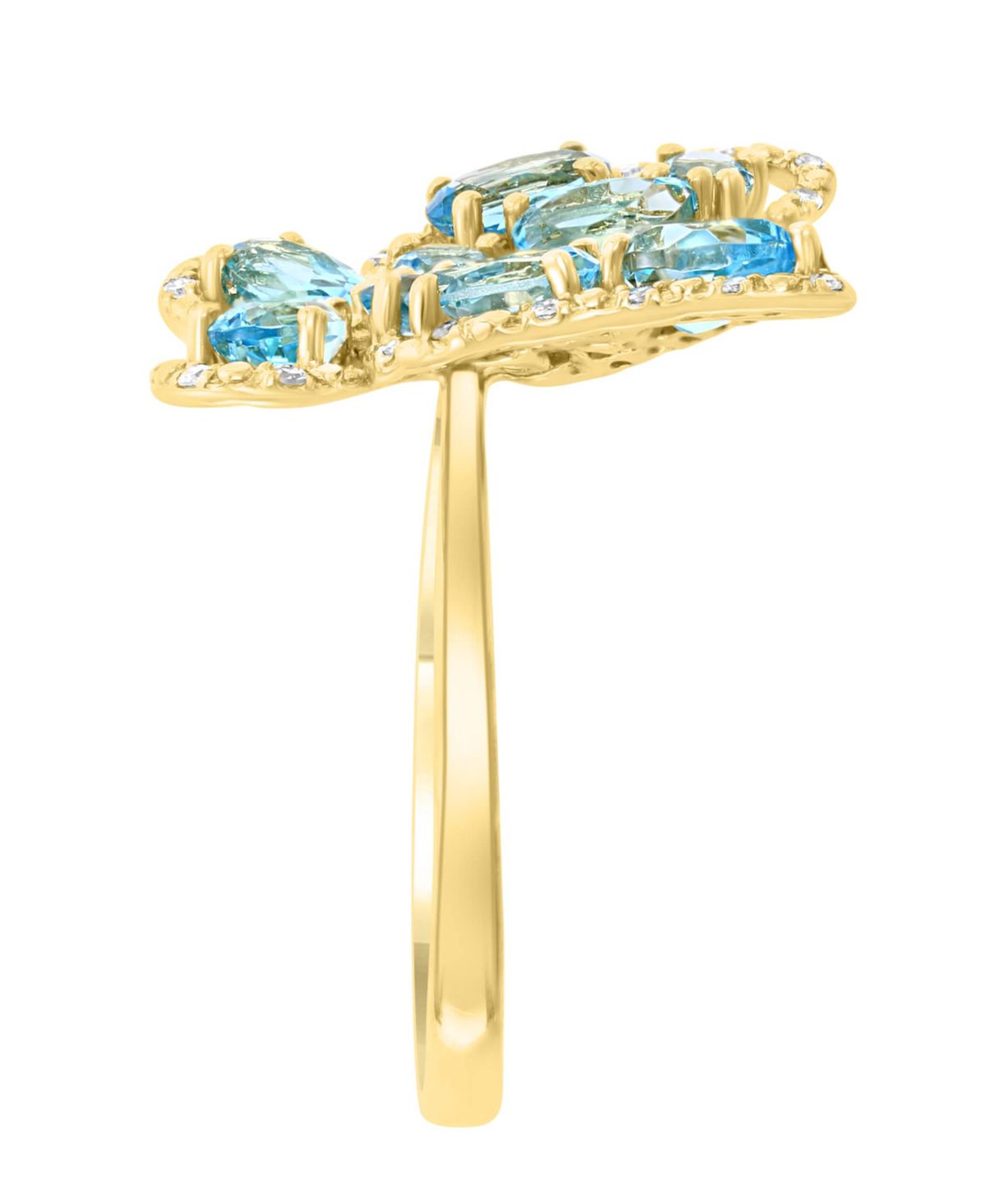 LALI Jewels 14K Yellow Gold Diamond And Swiss Blue Topaz Butterfly Ring ...