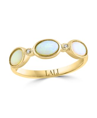 LALI Jewels 14K Yellow Gold Diamond And Australian Opal Ring