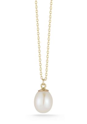 Ember Fine Jewelry 14K Gold Pearl Pendant Necklace, White
