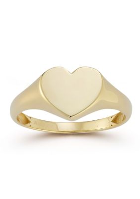 Ember Fine Jewelry 14K Gold Heart Signet Ring, Yellow, 6