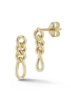 Ember Fine Jewelry 14K Gold Figaro Link Drop Earrings, Made in Italy