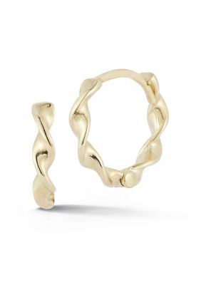 Ember Fine Jewelry 14K Gold Twist Huggie Hoop Earrings