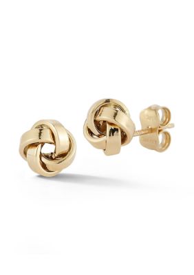 Ember Fine Jewelry 14K Gold Dainty Love Knot Stud Earrings, Yellow