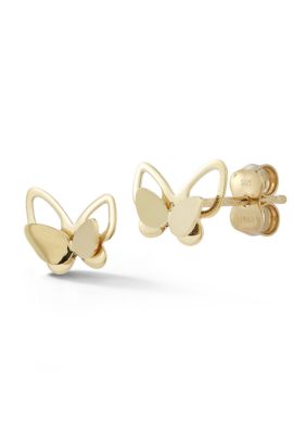Ember Fine Jewelry 14K Gold Double Butterfly Stud Earrings