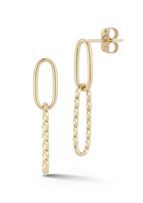 Ember Fine Jewelry 14K Gold Twist Oval Link Drop Earrings, Yellow