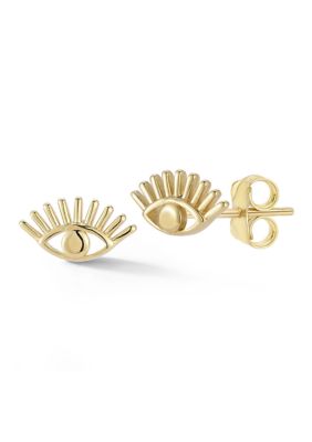 Ember Fine Jewelry 14K Gold Evil Eye Stud Earrings, Yellow