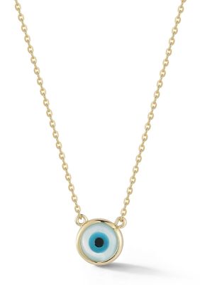 Ember Fine Jewelry 14K Gold Mother of Pearl Evil Eye Pendant Necklace