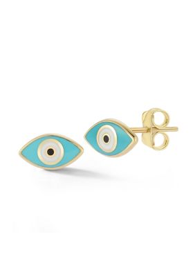 Ember Fine Jewelry 14K Gold Enamel Evil Eye Stud Earrings, Yellow