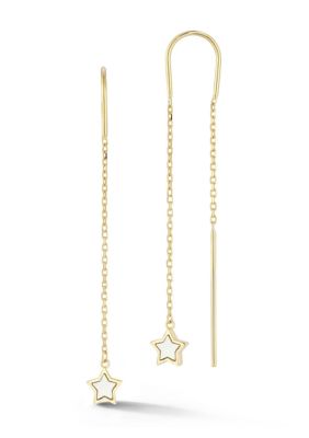 Ember Fine Jewelry 14K Gold Mother of Pearl Star Threader Earrings, Yellow