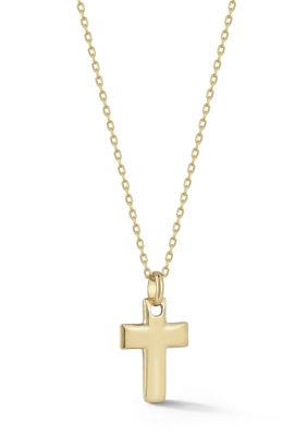 Ember Fine Jewelry 14K Gold Cross Pendant Necklace, Made in Italy, Yellow