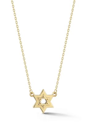 Ember Fine Jewelry 14K Gold Star of David Pendant Necklace, Yellow