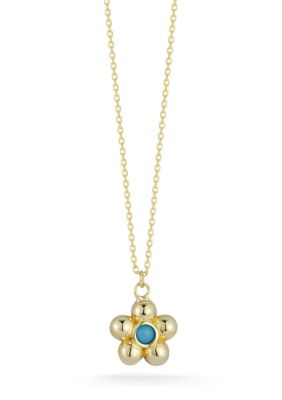 Ember Fine Jewelry 14K Gold Turquoise Flower Pendant Necklace