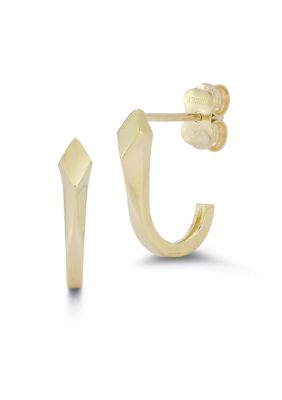 Ember Fine Jewelry 14K Gold Pointed J Hoop Earrings, Yellow