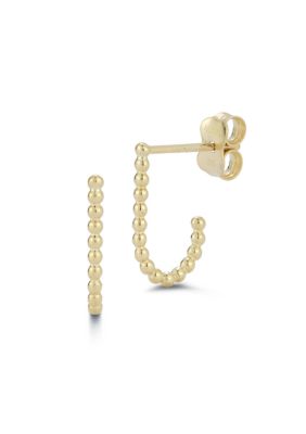 Ember Fine Jewelry 14K Gold Bubble J Hoop Earrings, Yellow