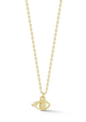 Ember Fine Jewelry 14K Gold Mini Evil Eye Pendant Necklace, Yellow