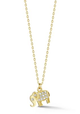 Ember Fine Jewelry 14K Gold Diamond Dainty Elephant Pendant Necklace, Yellow