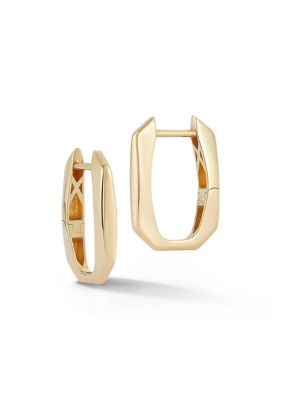 Ember Fine Jewelry 14K Gold Square Oval Huggie Hoop Earrings, Yellow