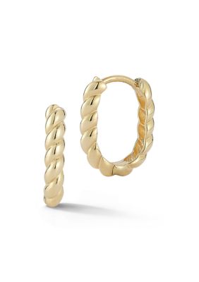 Ember Fine Jewelry 14K Gold Oval Twist Huggie Hoop Earrings