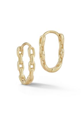 Ember Fine Jewelry 14K Gold Chain Oval Huggie Hoop Earrings