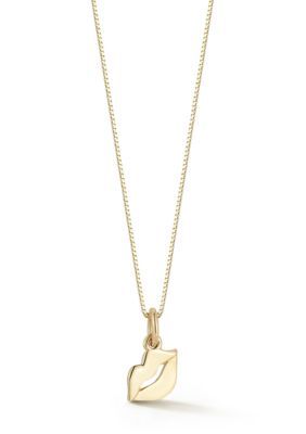 Ember Fine Jewelry 14K Gold Mini Lips Pendant Necklace, Made in Italy