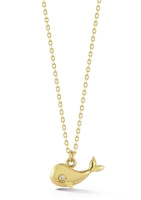 Ember Fine Jewelry 14K Gold Diamond Dainty Whale Pendant Necklace, Yellow