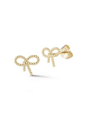 Ember Fine Jewelry 14K Gold Twist Bow Stud Earrings, Yellow