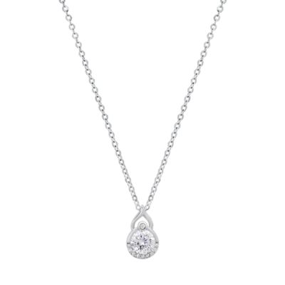 Saffron Lab Created Sterling Silver Moissanite Diamond Infinity Drop Necklace 0.5 CTTW, 18 in