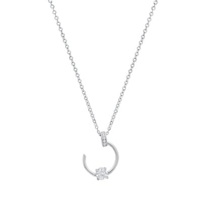 Saffron Lab Created Sterling Silver Open Circle Moissanite Diamond Necklace 0.3 CTTW, 18 in