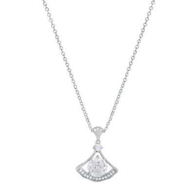 Saffron Lab Created Sterling Silver 1 CTTW Moissanite Diamond Arc Pendant Necklace, 18 in