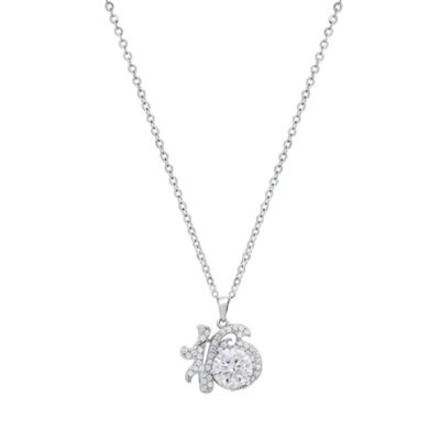 Saffron Lab Created Sterling Silver Moissanite Diamond 16 Pendant Necklace 1 CTTW, 18 in