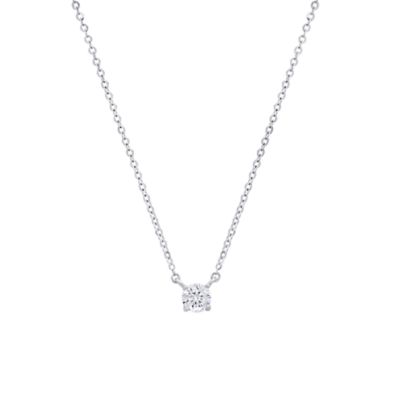 Saffron Lab Created Sterling Silver Solitaire Moissanite Diamond Pendant Necklace .2 CTTW, 18 in