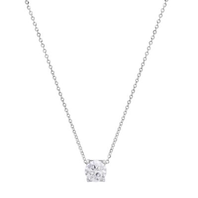 Saffron Lab Created Sterling Silver Moissanite Diamond Pendant Necklace 1 CTTW (Martini Setting), 18 in