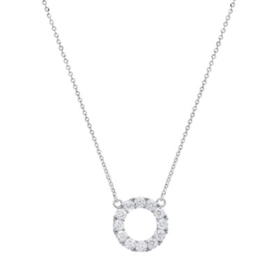 Saffron Lab Created Sterling Silver Moissanite Diamond Eternity Circle Necklace (.063 CTTW), 18 in
