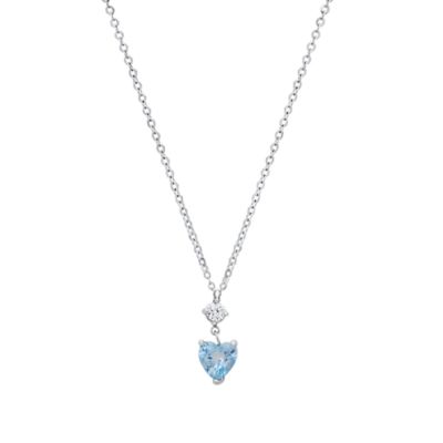 Saffron Lab Created Sterling Silver 1 CTTW Heart Cut Moissanite Diamond Pendant Necklace, 18 in