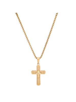 Iron Saints Men's Layered Cross Box Chain Necklace