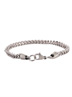 Iron Saints Men's 5mm Box Chain Link Stainless Steel Bracelet (Silver), Silver, 8 in