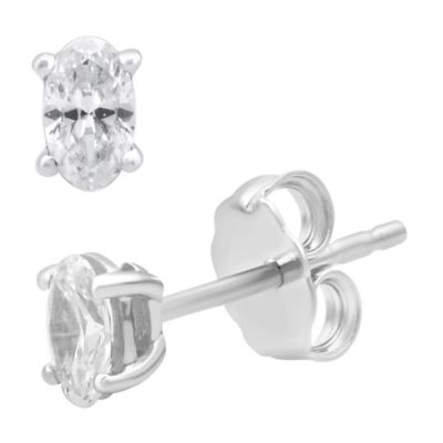 Diamond Essentials Lab Created 0.50 CTW Oval Cut Lab-Grown Diamond Sterling Silver Stud Earrings, White