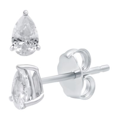 Diamond Essentials Lab Created 0.50 CTW Pear Cut Lab-Grown Diamond Sterling Silver Stud Earrings, White