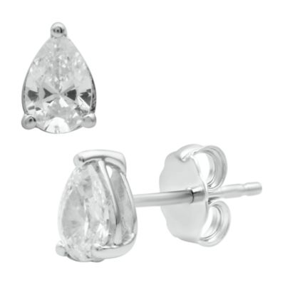 Diamond Essentials Lab Created 1.00 CTW Pear Cut Lab-Grown Diamond Sterling Silver Stud Earrings, White