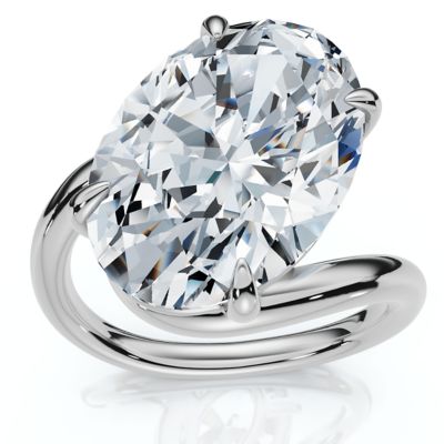 Pompeii Lab Created Certified 7Ct Aire Oval Cut Diamond Solitaire Engagement Ring 14k Gold Lab Grown, White