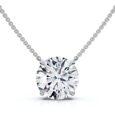Pompeii Lab Created 1 1/2Ct Round Cut Solitaire Diamond Pendant 14k Gold Women's 18" Chain Lab Grown, White, 18 in