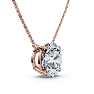 Pompeii Lab Created 2Ct Round Cut Diamond Solitaire Pendant 14k Gold 18" Women's Necklace Lab Grown, 18 in