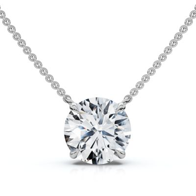 Pompeii Lab Created 1 - 4Ct Solitaire Round Cut Diamond Pendant 14k Gold Necklace Lab Grown, White, 18 in
