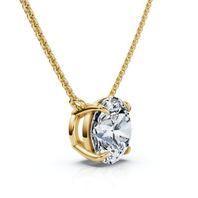 Pompeii Lab Created 1 - 4Ct Solitaire Round Cut Diamond Pendant 14k Gold Necklace Lab Grown, Yellow, 18 in