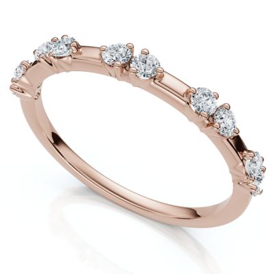 Pompeii Lab Created 1/5Ct Unique Alternating Diamond Wedding Band 14k White Gold Lab Grown, 6